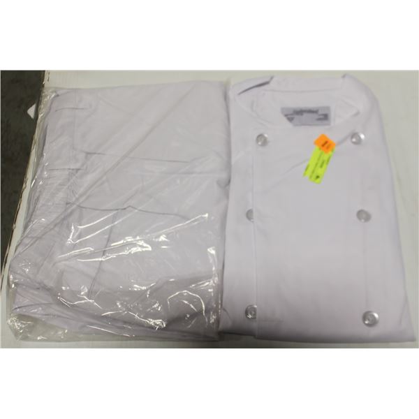 2 PAIR CULINARY WHITE SHIRT SIZE LARGE