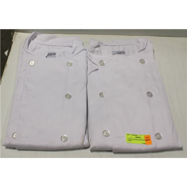 2 PAIR CULINARY WHITE SHIRT SIZE LARGE