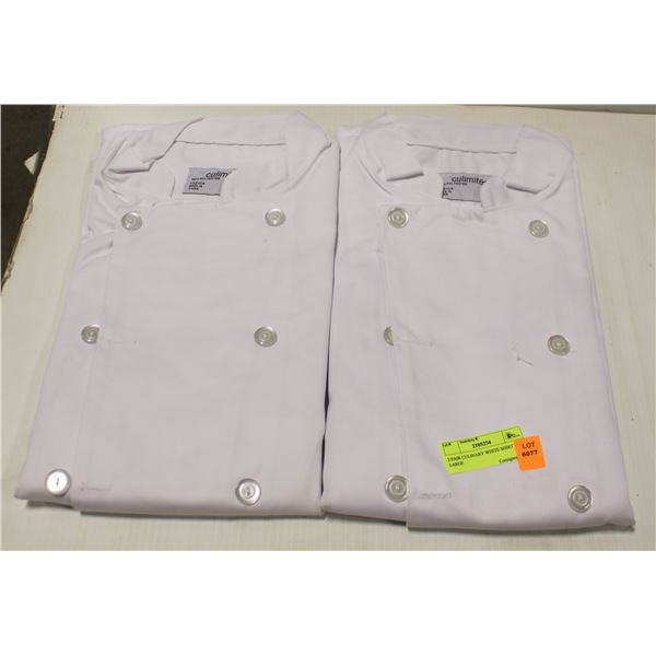 2 PAIR CULINARY WHITE SHIRT SIZE LARGE