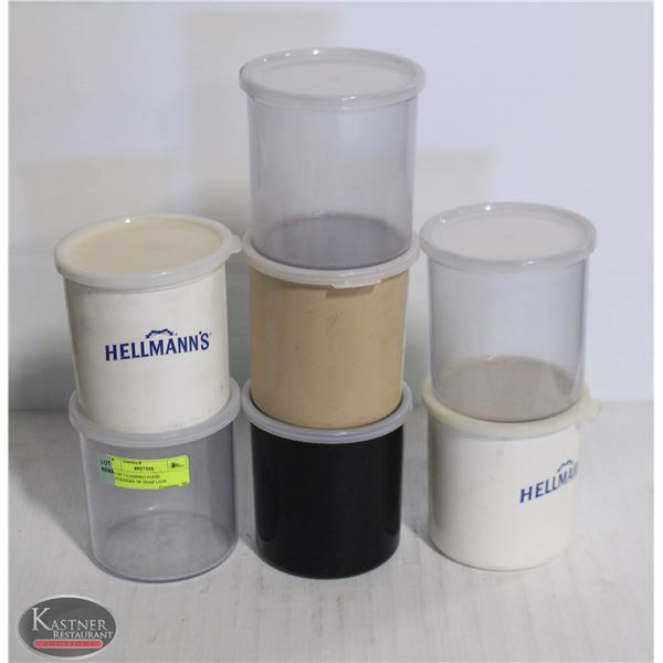 LOT OF 7 CAMBRO FOOD CONTAINERS /W SNAP LIDS