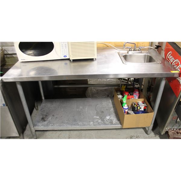 60" S/S WORK TABLE /W SINGLE WELL SINK AND FAUCET,