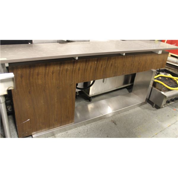 GRANITE TOP BAR W/ WOOD & STAINLESS STEEL BASE