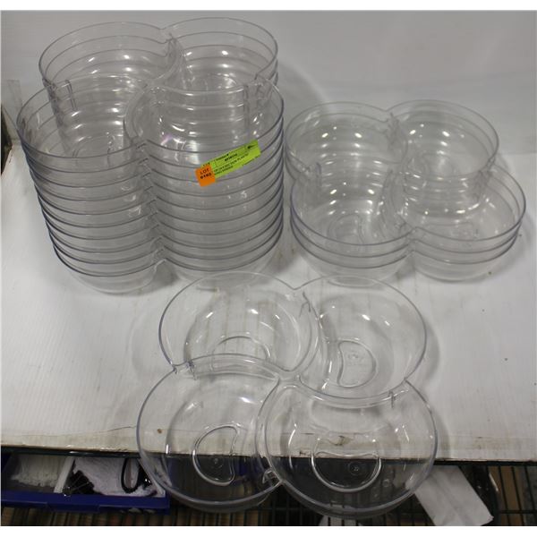LOT OF 14 4 SECTION PLASTIC SERVING DISHES