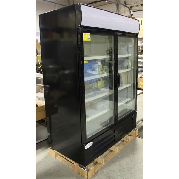 NEW 1073L UPRIGHT HINGED DOUBLE GLASS DOOR FREEZER