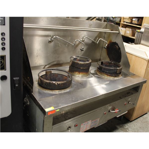 SUPREME FOOD TRIPLE BURNER WOK /W BACKSPLASH