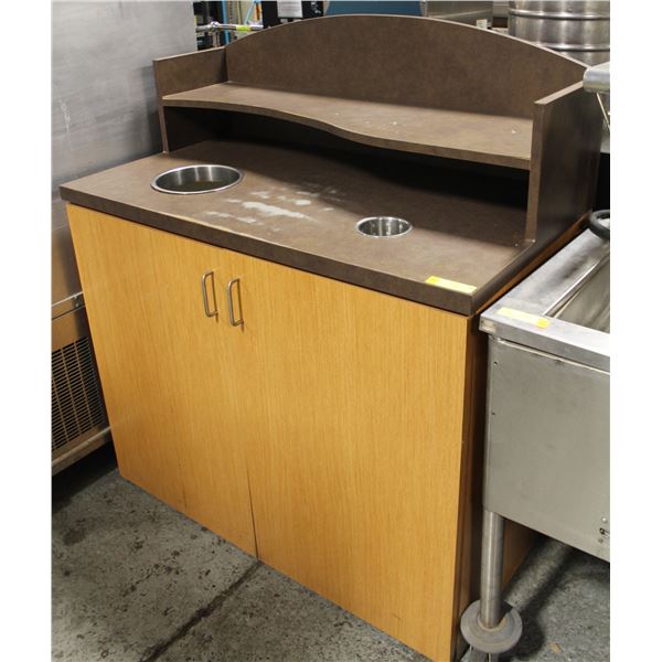 SERVICE COUNTER WITH WASTE AND RECYCLE CHUTE