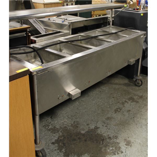 5 WELL STEAM TABLE W/ OVERSHELF