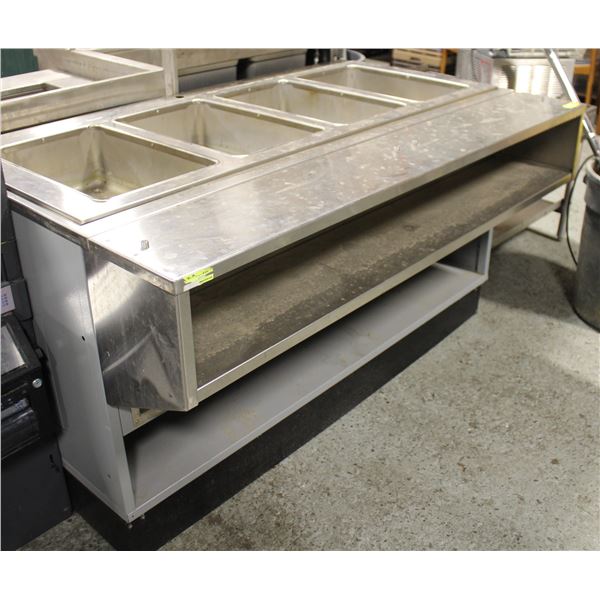 S/S 4 WELL STEAMTABLE W/ PREP AREA & UNDER STORAGE