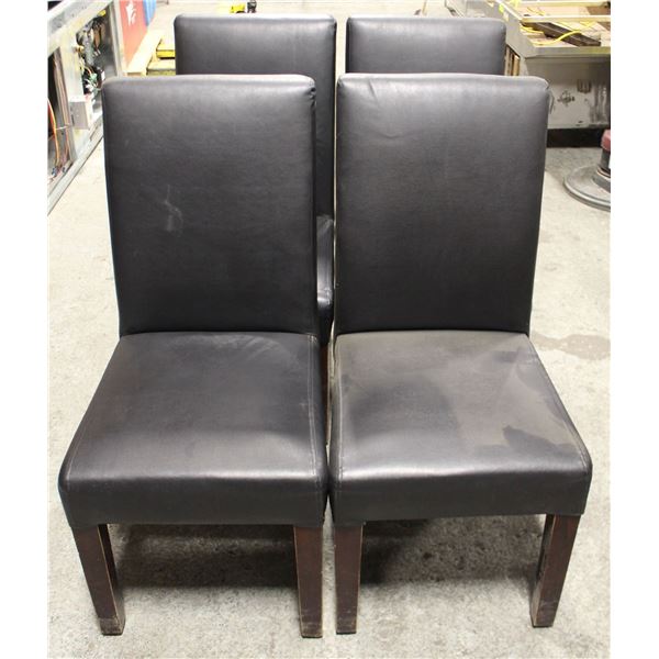 LOT OF 4 BLACK LEATHERETTE DINNING CHAIRS
