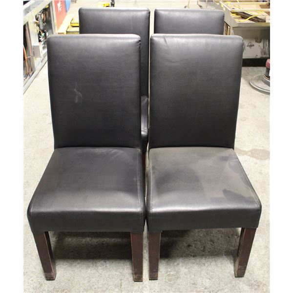 LOT OF 4 BLACK LEATHERETTE DINNING CHAIRS