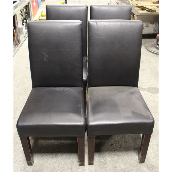 LOT OF 4 BLACK LEATHERETTE DINNING CHAIRS