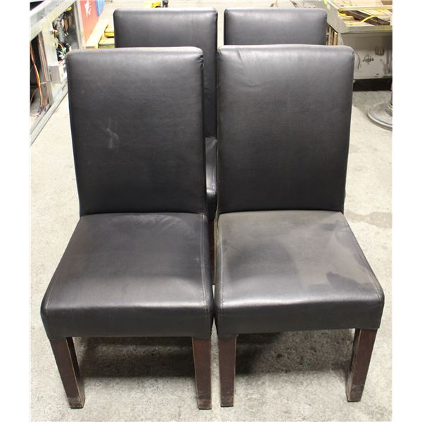 LOT OF 4 BLACK LEATHERETTE DINNING CHAIRS