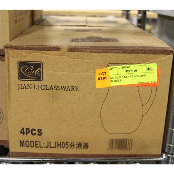 TWO CASES OF 4 GLASS MINI PITCHERS