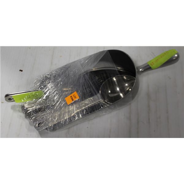 LARGE METAL SCOOP /W ASSORTED S/S SERVING SPOONS