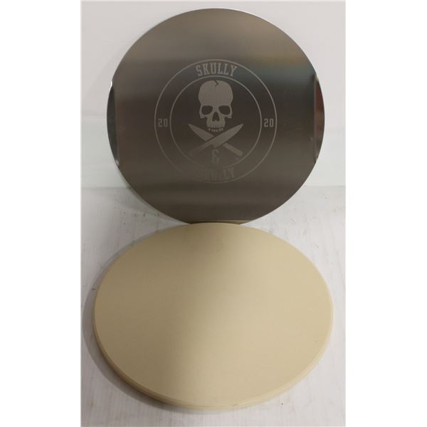 NEW 14" PIZZA STONE W/ ALUMINUM PREP TRAY