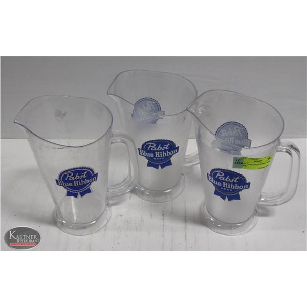 LOT OF 3 POLYCARB PABST BLUE RIBBON BEER PITCHERS