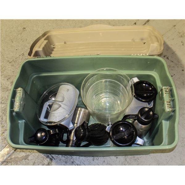 TOTE OF ASSORTED PITCHERS AND THERMAL SERVERS /W