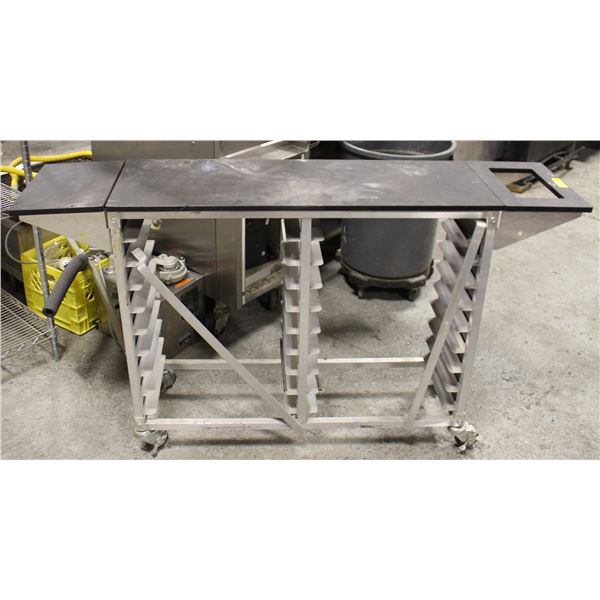COMMERCIAL FOOD SERVICE CART W/ SHELF EXTENSIONS