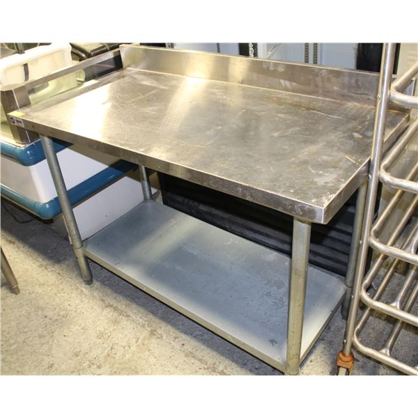 S/S WORK TABLE /W 4" BACKSPLASH & UNDER SHELF