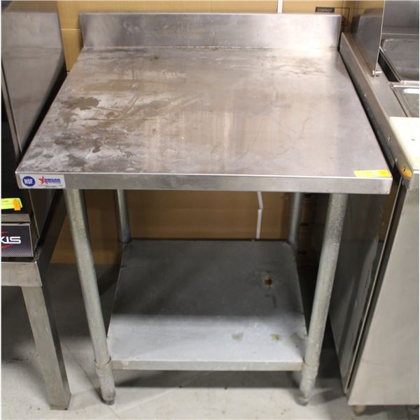 S/S WORK TABLE /W 4" BACK SPLASH & UNDER SHELF