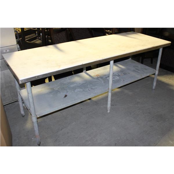 S/S WORK TABLE /W POLY BOARD & UNDER SHELF