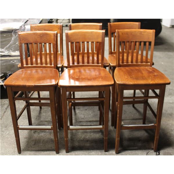 LOT OF 6 WOODEN BAR CHAIRS