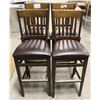Image 1 : LOT OF 6 WOODED BAR CHAIRS /W LEATHERETTE PADDING