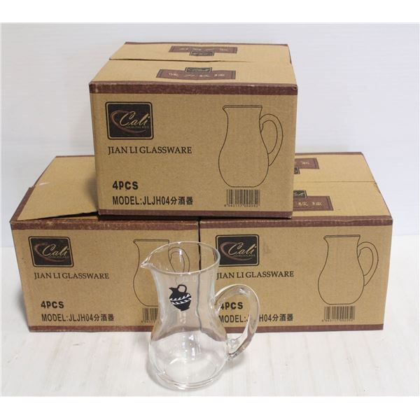 LOT OF 3 CASES OF 4 NEW MINI PITCHERS