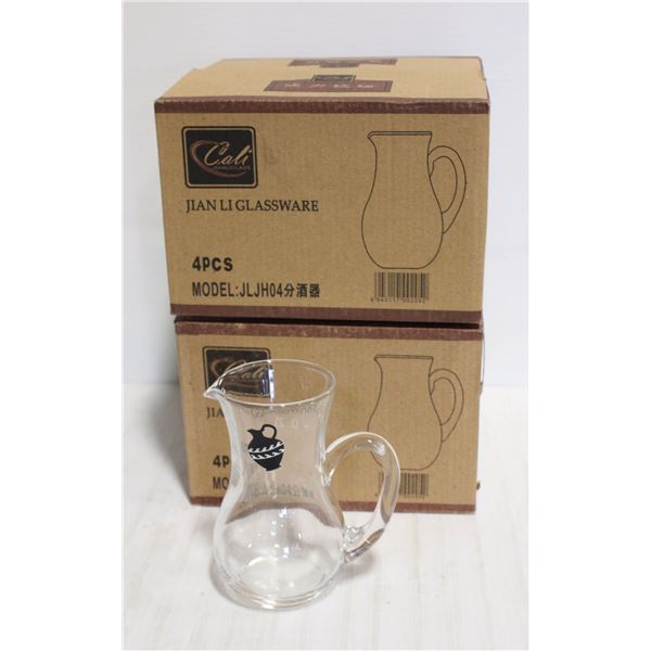 LOT OF 2 CASES OF 4 NEW MINI PITCHERS