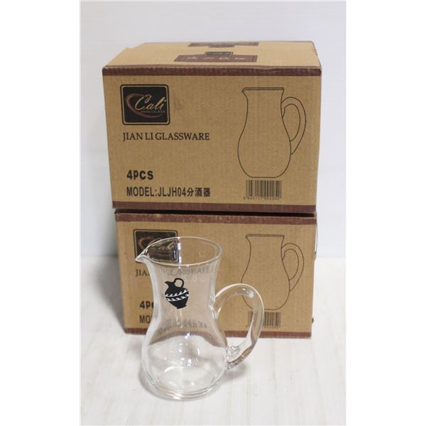 LOT OF 2 CASES OF 4 NEW MINI PITCHERS