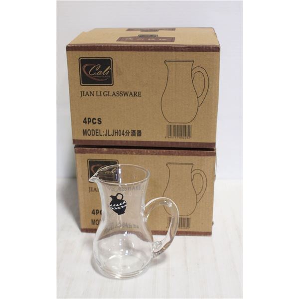 TWO CASES OF 4 MINI PITCHERS