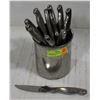 Image 1 : BUCKET OF 11 STAINLESS STEEL STEAK KNIVES