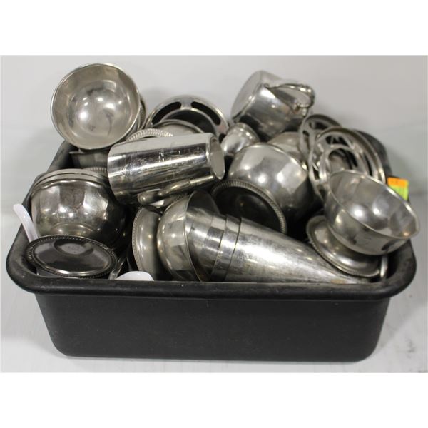 BUS BIN FULL OF ASSORTED STAINLESS STEEL SUNDAE