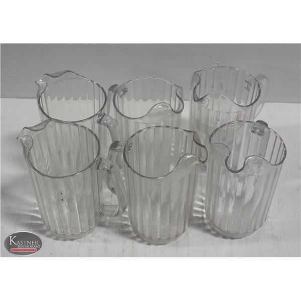 LOT OF 6 POLY CARBONATE WATER PITCHERS