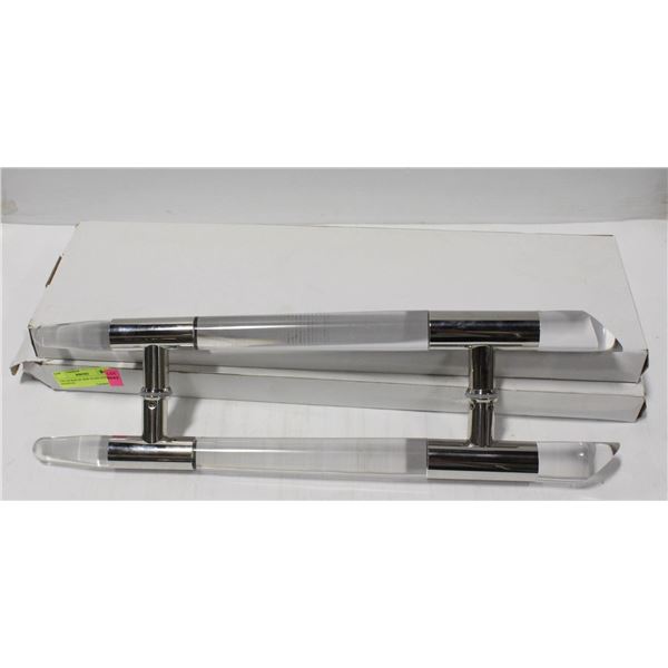 TWO BOXES OF NEW ACRYLIC DOOR HANDLES