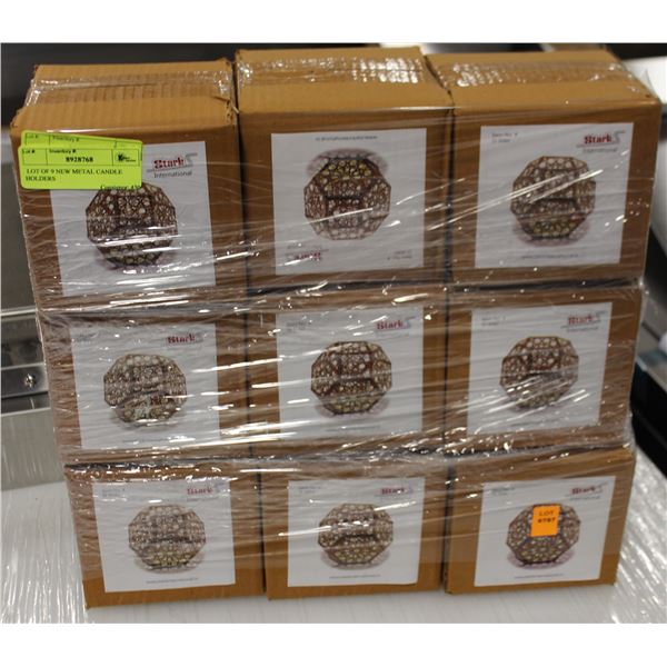 LOT OF 9 NEW METAL CANDLE HOLDERS