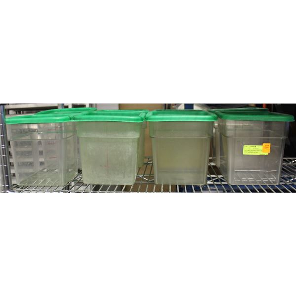 LOT OF 8 CAMBRO FOOD GRADE CONTAINERS /W LIDS