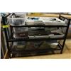 Image 1 : 3 TIER STORAGE SHELF /W CONTENTS 32"X12"X23"