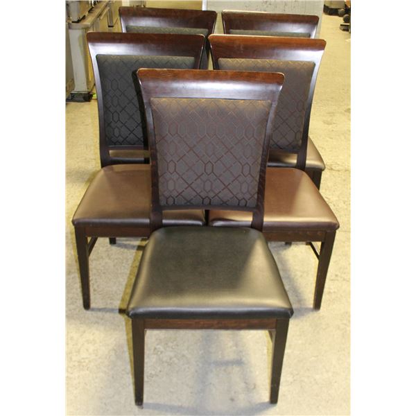LOT OF 5 LEATHERETTE PADDED DINNING CHAIRS