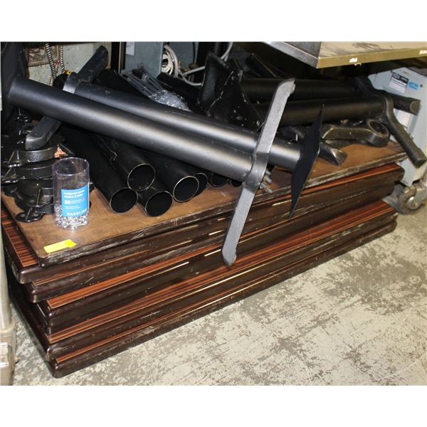 LOT OF 7 RECTANGLE WOOD DINNING TABLES /W BASES