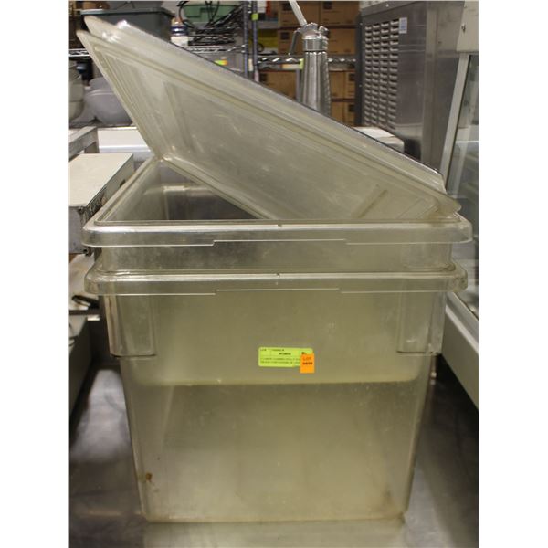 2 LARGE CAMBRO POLLY FOOD GRADE CONTAINERS /W LIDS