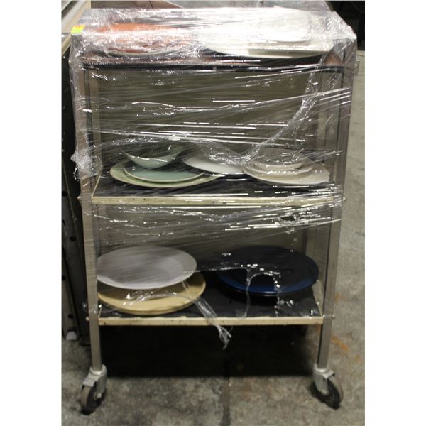 3 TIER SERVICE CART /W ASSORTED SERVING DISHES