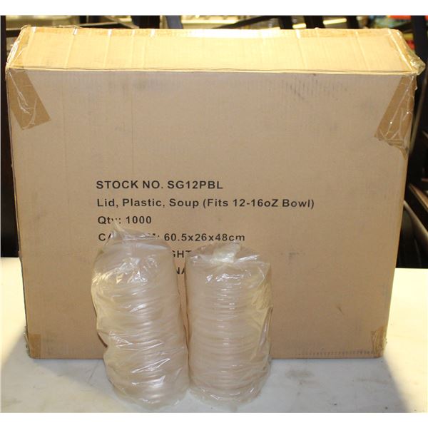 CASE OF 1000 PLASTIC SOUP LIDS FITS 12-16 OZ BOWLS