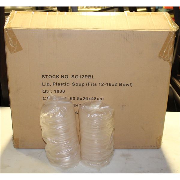 CASE OF 1000 PLASTIC SOUP LIDS FITS 12-16 OZ BOWLS