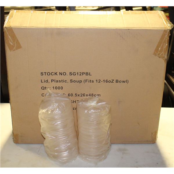 CASE OF 1000 PLASTIC SOUP LIDS FITS 12-16 OZ BOWLS