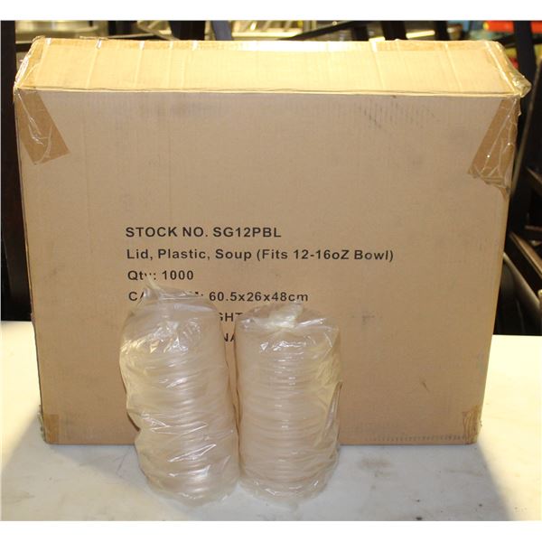 CASE OF 1000 PLASTIC SOUP LIDS FITS 12-16 OZ BOWLS