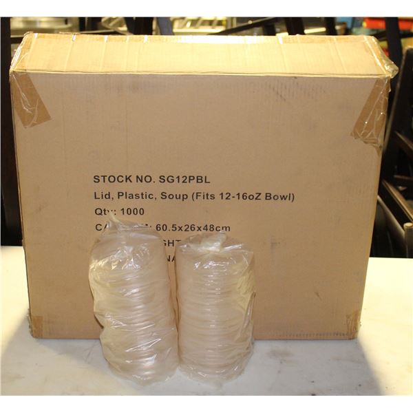 CASE OF 1000 PLASTIC SOUP LIDS FITS 12-16 OZ BOWLS