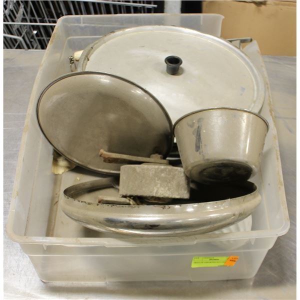 TRAY OF ASSORTED POT LIDS