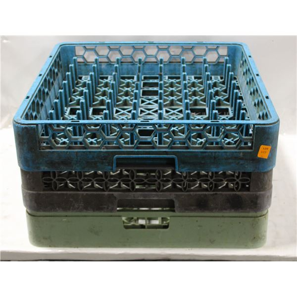 LOT OF 3 COMMERCIAL DISHWASHER RACKS