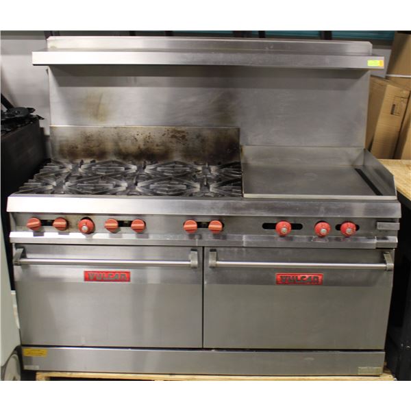 VULCAN COMBINATION RANGE, 6 BURNERS W/ 24" GRIDDLE